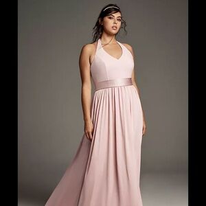 WHIT Light Blush Halter Maxi Dress - Romantic Evening Gown